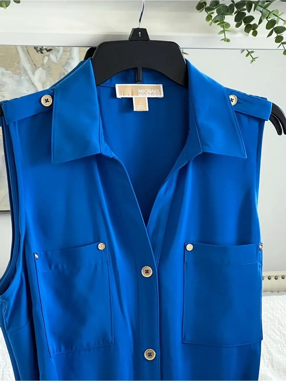 Michael Kors Royal Blue Sleeveless Shirt Dress with Belt